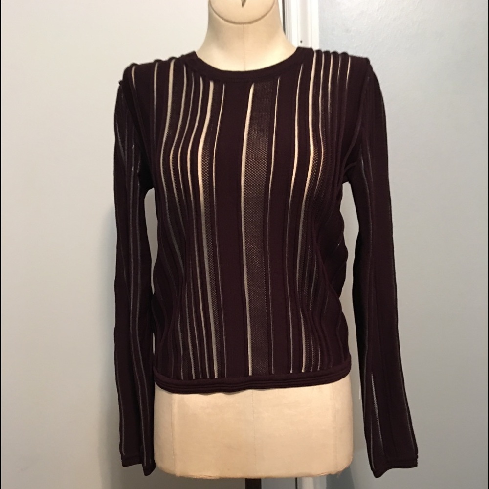 O’2nd Burgundy Bordeaux semi- sheer top
